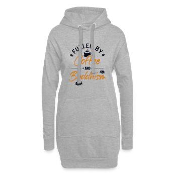 Angetrieben von Kaffee und Buddhismus Buddhistische Statue - Hoodie-Kleid - Grau meliert - Vorne
