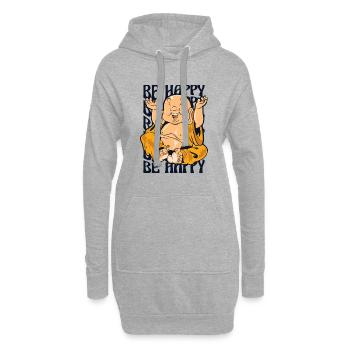 Sei glücklich Buddhistisches Symbol Statue Priester Buddhismus - Hoodie-Kleid - Grau meliert - Vorne