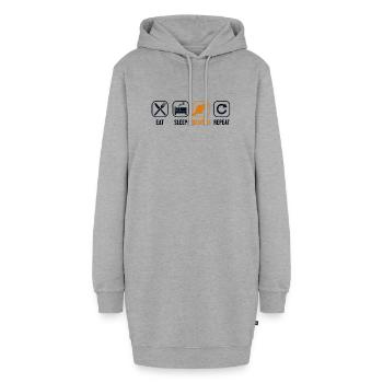 Essen Schlaf Biber Wiederholen Castor Canadensis - Hoodie-Kleid - Grau meliert - Vorne