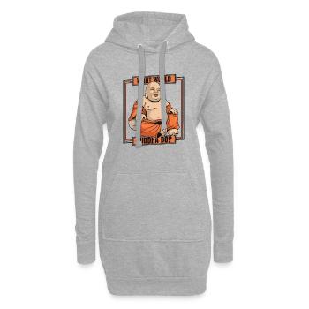 Was würde Buddha tun Buddhistische Symbolstatue - Hoodie-Kleid - Grau meliert - Vorne