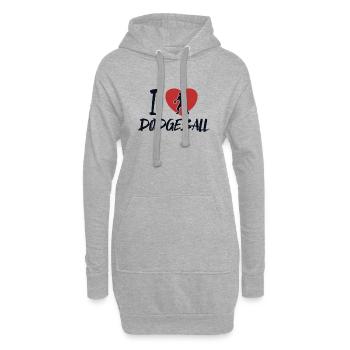 J’adore le jeu de dodgeball Prisonball Team Player - Sweat-shirt à capuche long Femme - gris chiné - Devant