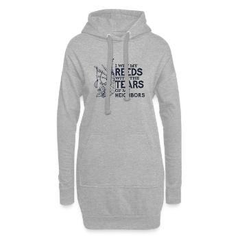 Befeuchte mein Schilf mit Tränen des Blasrohrs meiner Nachbarn - Hoodie-Kleid - Grau meliert - Vorne