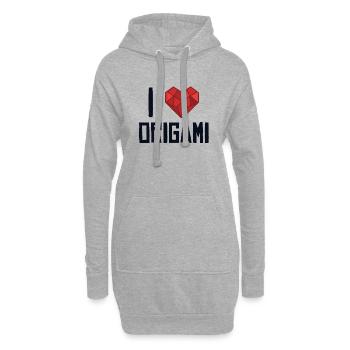 Ich liebe Origami Papierkranich Falten Eule Meister - Hoodie-Kleid - Grau meliert - Vorne