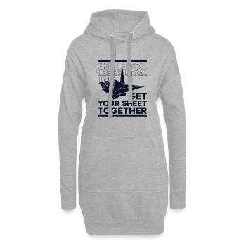 Holen Sie sich Ihr Blatt zusammen Papierkranich Falteule - Hoodie-Kleid - Grau meliert - Vorne