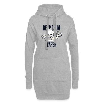 Bleiben Sie ruhig und falten Sie Papier, falten Eule, Papierkran - Hoodie-Kleid - Grau meliert - Vorne