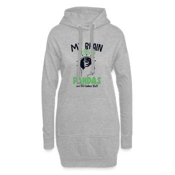 Mein Gehirn besteht zu 95% aus Pandas Panda Bär Freund Riese - Hoodie-Kleid - Grau meliert - Vorne
