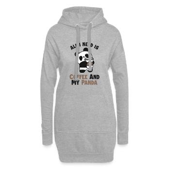 Kaffee und mein Panda Panda Bär Freund Liebhaber Riese - Hoodie-Kleid - Grau meliert - Vorne