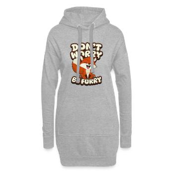 Mach dir keine Sorgen, sei pelzig Caninae Rotfuchs Canidae Fuchs - Hoodie-Kleid - Grau meliert - Vorne