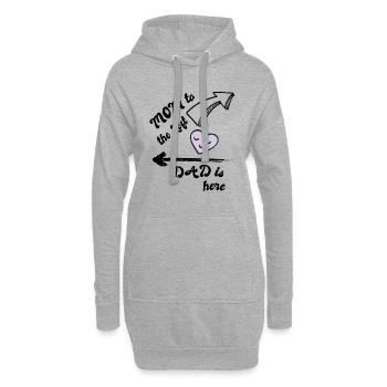 Maman à gauche et papa à droite - Sweat-shirt à capuche long Femme - gris chiné - Devant