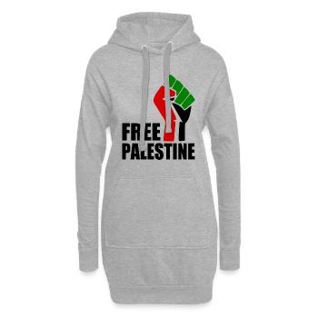Free palestine - Sweat-shirt à capuche long Femme - gris chiné - Devant