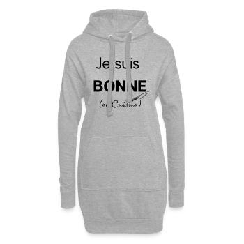 Je suis BONNE (en Cuisine) - Sweat-shirt à capuche long Femme - gris chiné - Devant