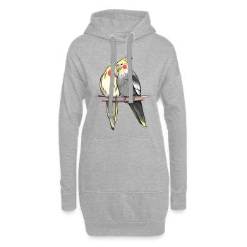 Corella Papagei Sittich Nymphensittich rote Backen - Hoodie-Kleid - Grau meliert - Vorne
