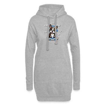 Brauner Boston-Terrier - Hoodie-Kleid - Grau meliert - Vorne