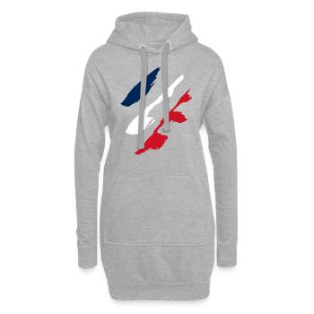 Frankreichflagge / Flagge Frankreich - Hoodie-Kleid - Grau meliert - Vorne