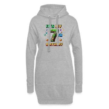 7e anniversaire Enfants Pixel - Sweat-shirt à capuche long Femme - gris chiné - Devant