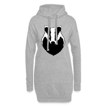 Dachs Kopf - Hoodie-Kleid - Grau meliert - Vorne