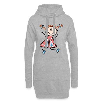 fille - Sweat-shirt à capuche long Femme - gris chiné - Devant