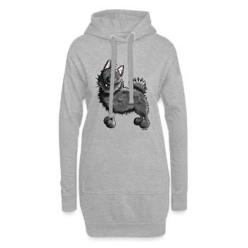 Drôle Schipperke - Chien - Sweat-shirt à capuche long Femme - gris chiné - Devant