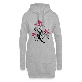 Ranke mit bunten Blumen, Blüten. Sehr feminin. - Hoodie-Kleid - Grau meliert - Vorne