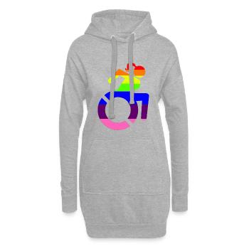 Fille en fauteuil roulant symbole LGBTQ # - Sweat-shirt à capuche long Femme - gris chiné - Devant