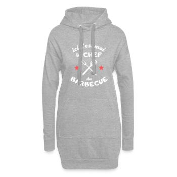 Ici c est moi le chef du BARBECUE - Sweat-shirt à capuche long Femme - gris chiné - Devant
