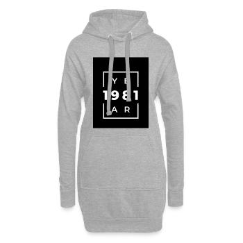 Design typographique années 80 en noir et blanc - Sweat-shirt à capuche long Femme - gris chiné - Devant