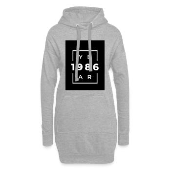 Design Vintage Années 80 Minimaliste - Sweat-shirt à capuche long Femme - gris chiné - Devant