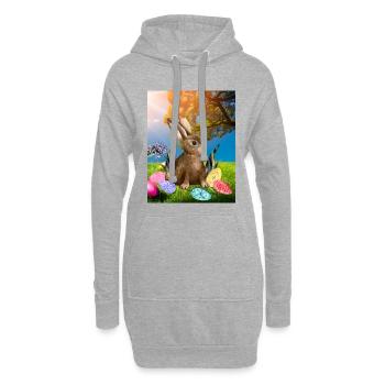 Lapin de Pâques du printemps avec des œufs de Pâques - Sweat-shirt à capuche long Femme - gris chiné - Devant