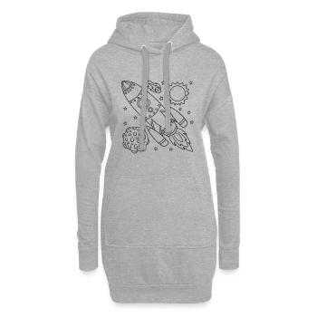 Rakete Weltraum Spaceship - Hoodie-Kleid - Grau meliert - Vorne