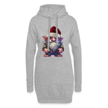 Weihnachtsgnom mit Wichtel beleidigt  - Hoodie-Kleid - Grau meliert - Vorne