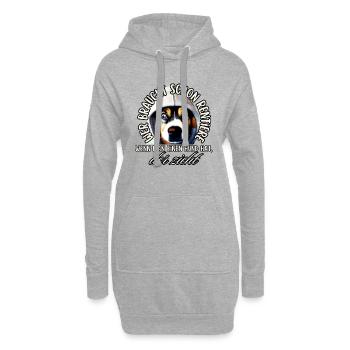 Hund zieht: Rentier überflüssig - Hoodie-Kleid - Grau meliert - Vorne