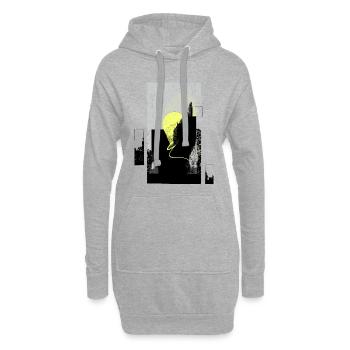 Mondschatten: Abstrakte Stadtsilhouette - Hoodie-Kleid - Grau meliert - Vorne