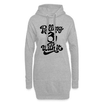 Rouler avec dans mon fauteuil roulant # - Sweat-shirt à capuche long Femme - gris chiné - Devant