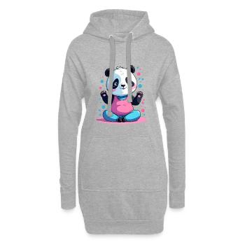 Pastell Panda Spaßlook - Hoodie-Kleid - Grau meliert - Vorne