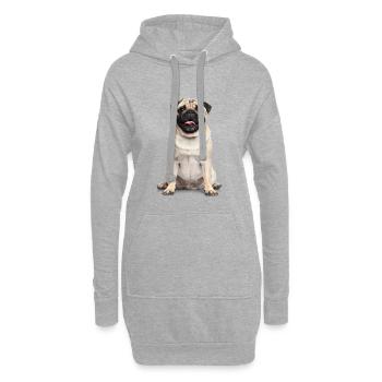 Mops – Charmant, knuffig & voller Liebe! - Hoodie-Kleid - Grau meliert - Vorne
