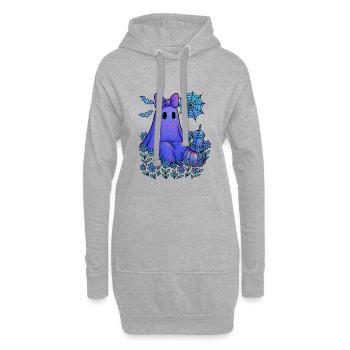 Halloween süßer schillernder Geist, Halloween Kürbis - Hoodie-Kleid - Grau meliert - Vorne