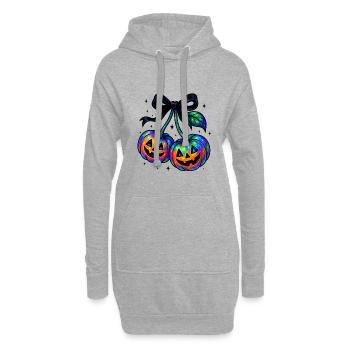 Schillernde Kirschkürbisse, Halloween Kürbisse - Hoodie-Kleid - Grau meliert - Vorne