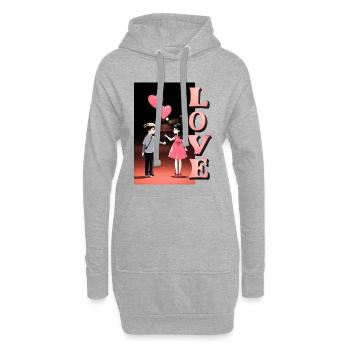 Romantique Nuit Amour Illustration - Sweat-shirt à capuche long Femme - gris chiné - Devant