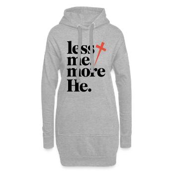 Less Me More He Christian Faith - Hoodie Dress - heather grey - Front