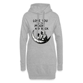 Ich liebe dich bis zum Mond und zurück - Hoodie-Kleid - Grau meliert - Vorne