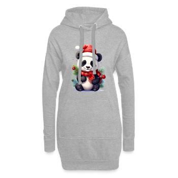 Mignon panda de Noël avec écharpe - Sweat-shirt à capuche long Femme - gris chiné - Devant