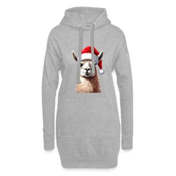 Lama oder Alpaka zu Weihnachten - Hoodie-Kleid - Grau meliert - Vorne
