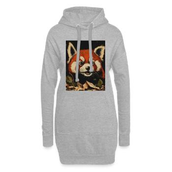 Roter Panda im Herbstwald - Hoodie-Kleid - Grau meliert - Vorne