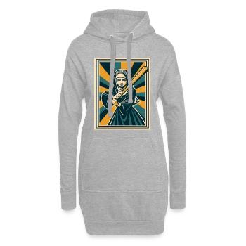 Nonne mit Baseballschläger - Hoodie-Kleid - Grau meliert - Vorne