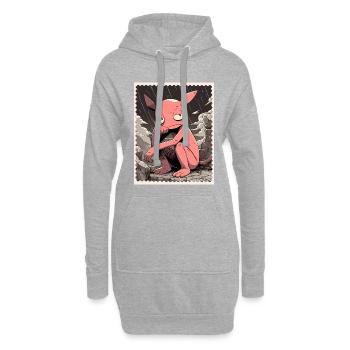 Rosa Kreatur im Regen - Hoodie-Kleid - Grau meliert - Vorne
