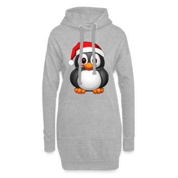 Pinguin Weihnachten - Hoodie-Kleid - Grau meliert - Vorne