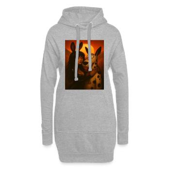 Mondnacht mit Bunny Frau und Cartoon Hund - Hoodie-Kleid - Grau meliert - Vorne