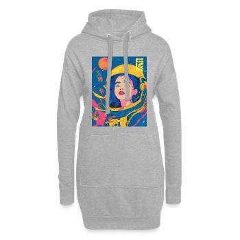 Astronautin im Neon PopArt Stil - Hoodie-Kleid - Grau meliert - Vorne