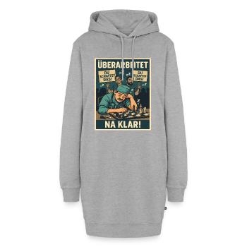 Überarbeitet und müde – Du schaffst das - Hoodie-Kleid - Grau meliert - Vorne