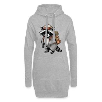Aventurier raton laveur errant - Sweat-shirt à capuche long Femme - gris chiné - Devant